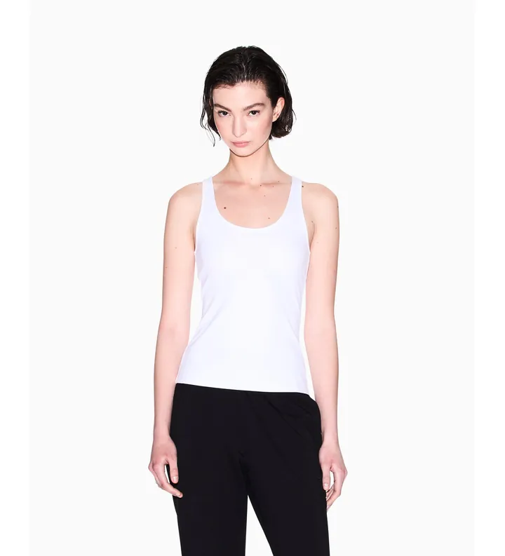 A|X Armani Exchange para mujer. XW000829AF13729U0002 Top Icon blanco (L), Casual, Viscosa, Sin mangas / Tirantes