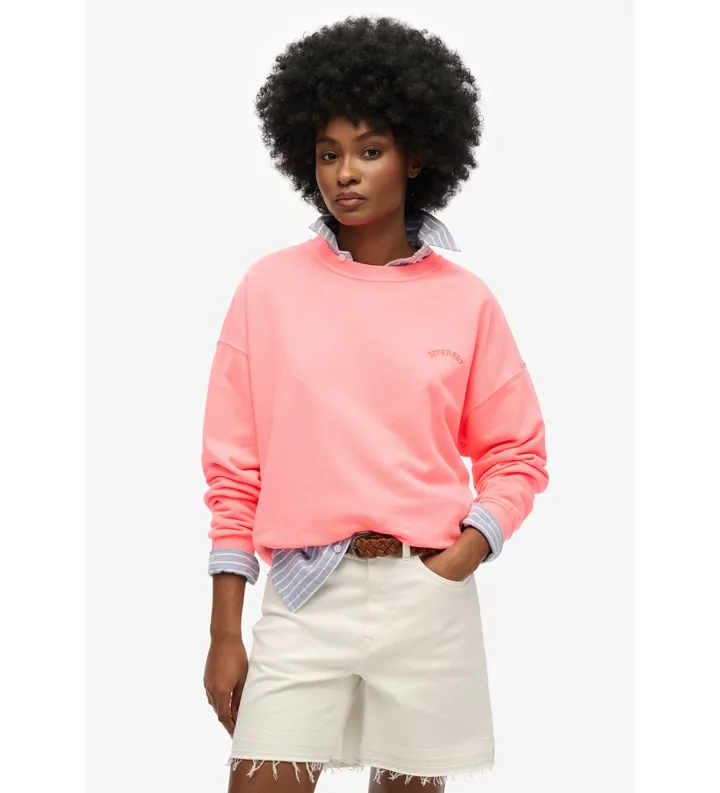 Superdry para mujer. W2012293A Sudadera holgada logotipo Essential rosa (M), Casual, Algodón