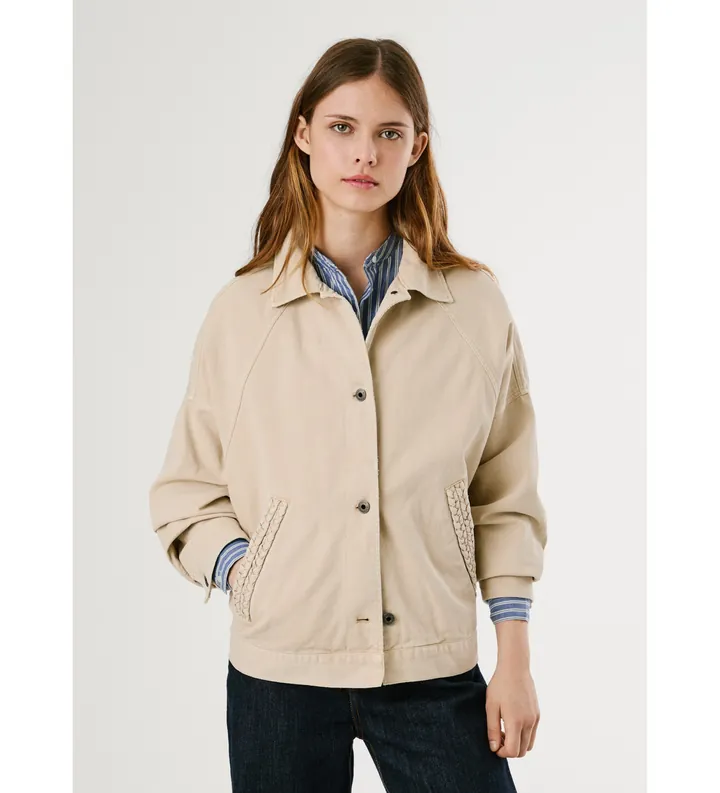 Pepe Jeans para mujer. PL4024350 Chaqueta Saura beige (L), Casual, Algodón