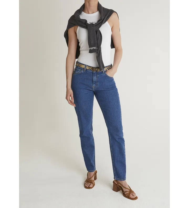 Pepe Jeans para mujer. PL20459184CB Jeans Tapered Violet azul (24/30), Casual, Algodón, Denim