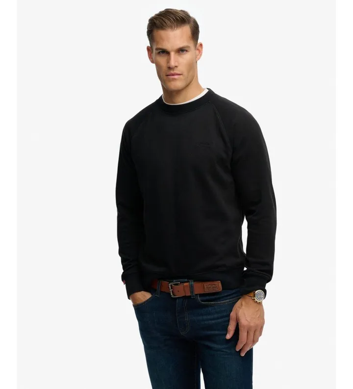 Superdry para hombre. M2014307A Sudadera Essential Logo Raglán negro (L), Casual, Algodón