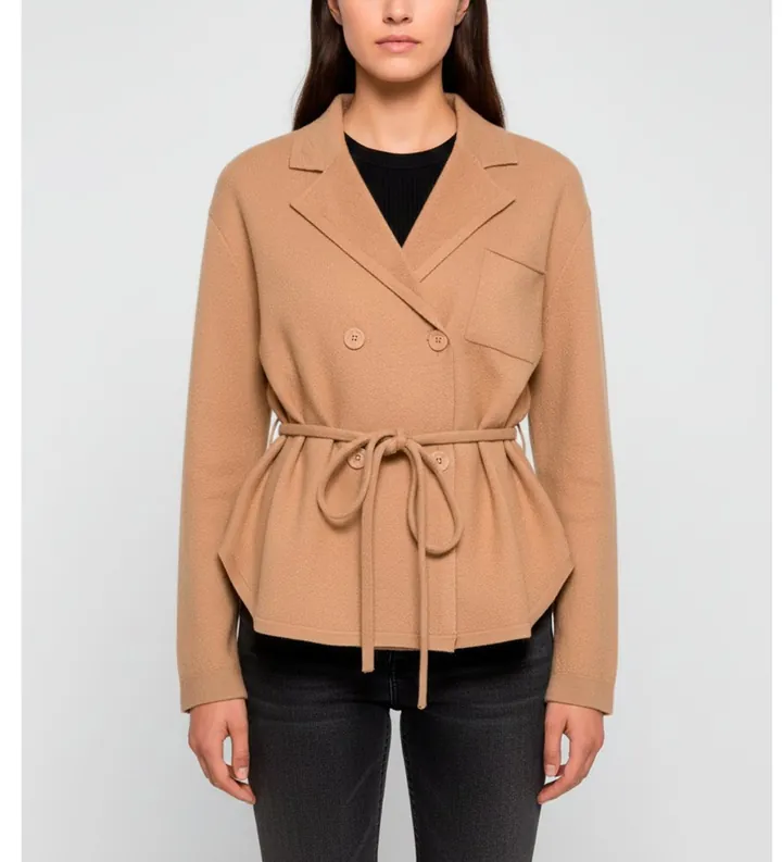 Semicouture para mujer. Y5WB06 Chaqueta Graciana marrón (L), Casual, Lana
