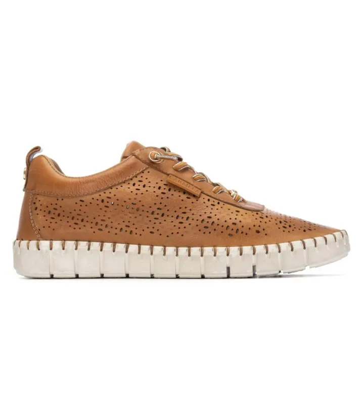 Carmela para mujer. 16309904-CAMEL Zapatillas de Piel 163099 marrón (35), Plano, Cordones, Casual