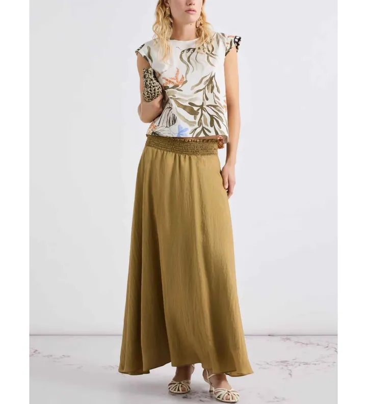 Marella para mujer. 2613101032200 Falda acampanada Mllorario verde (36), Casual, Modal