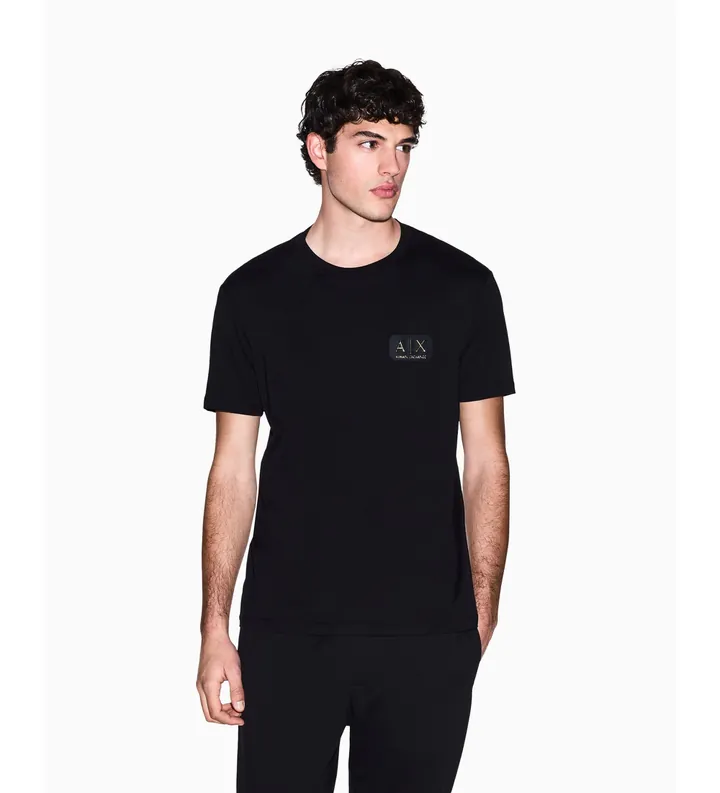 A|X Armani Exchange para hombre. XM002178AF12308UC001 Camiseta logotipo corte regular negro (L), Casual, Algodón, Manga corta