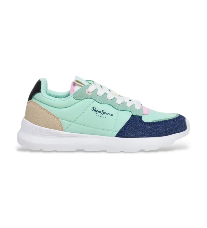 Pepe Jeans para mujer/niña. PGS400012 Zapatillas Teagan Bass turquesa (32), Azul, Plano, Cordones, Casual, moda infantil