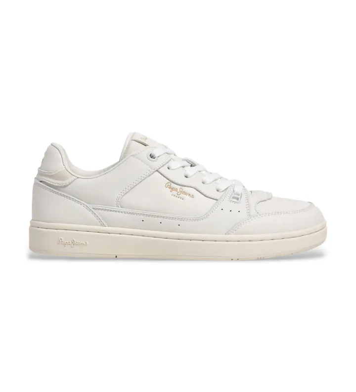 Pepe Jeans para hombre. PMS000040 Zapatillas de Piel Clay Club blanco (40), Plano, Cordones, Casual