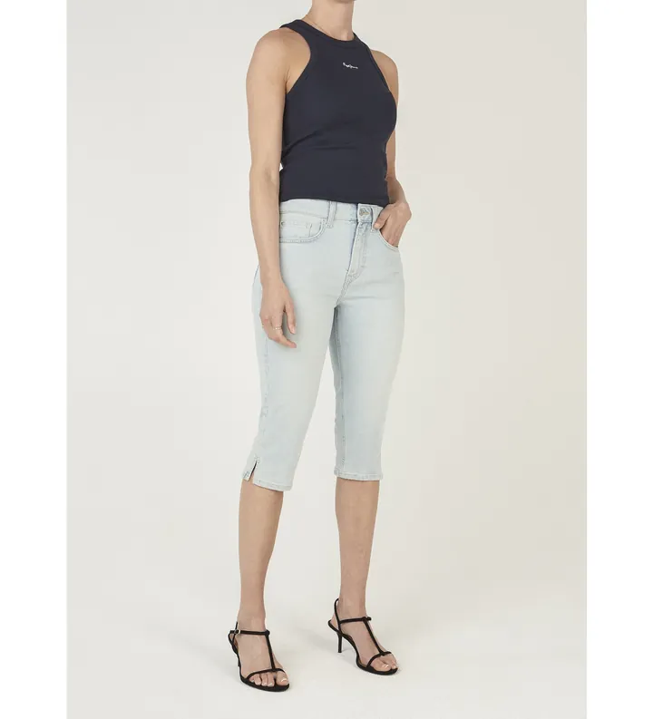 Pepe Jeans para mujer. PL80000312FA Bermudas Mary azul (24), Casual, Algodón, Denim