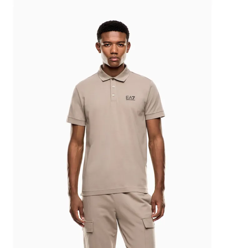 EA7 para hombre. 8NPF14_PJVQZ Polo Core Identity beige (3XL), Casual, Algodón, Manga corta