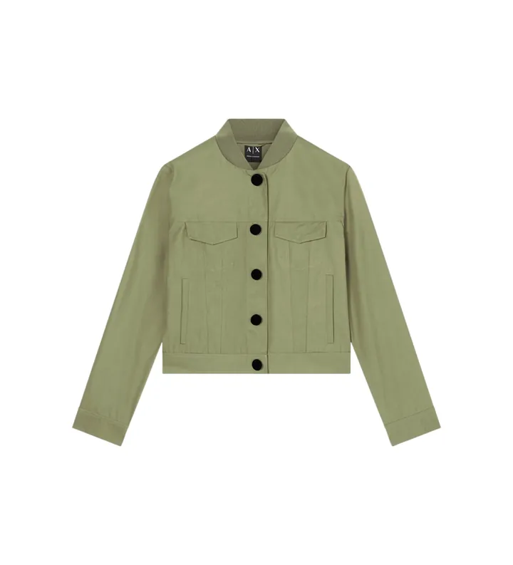 A|X Armani Exchange para mujer. XW002004AF18863U7043 Chaqueta Utility verde (L), Casual, Algodón
