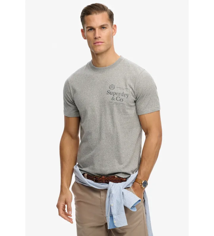 Superdry para hombre. M1012392A Camiseta 1954 Company Relaxed gris (L), Casual, Algodón, Manga corta