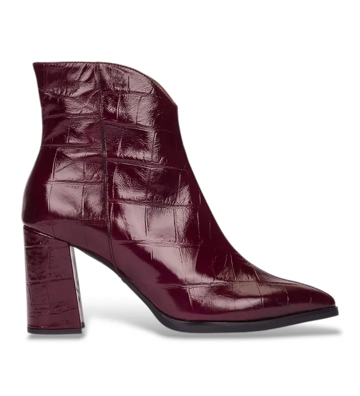 Wonders para mujer. M-5444 Botas de Piel Velvet granate (36), 3 a 5cm, Cremallera, Casual, Charol