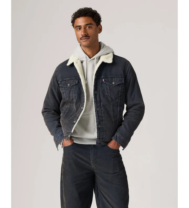 Levi's para hombre. 16365-0351 Chaqueta Type 3 Sherpa Trucker negro (L), Casual, Algodón, Clásico