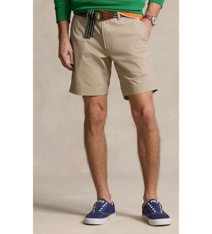 Polo Ralph Lauren para hombre. 710799213013 Pantalón corto de chino Straight Fit beige (28), Casual, Algodón