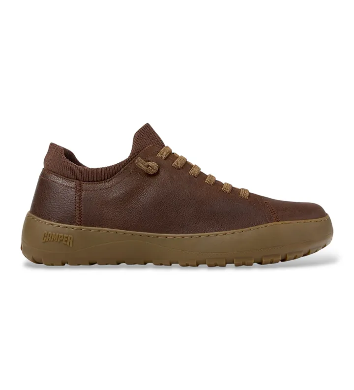 Camper para hombre. K101075-010 Zapatillas de piel Peu Serra marrón (40), Plano, Cordones, Casual