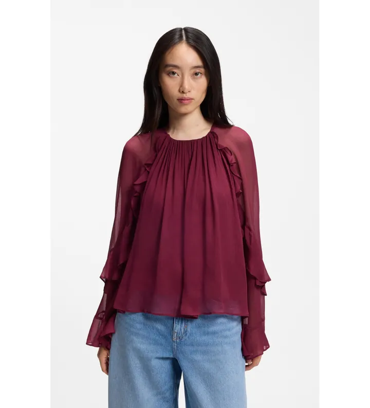BOSS para mujer. 50573224 Blusa Bradia granate (34), Rojo, Casual, Viscosa, Manga larga