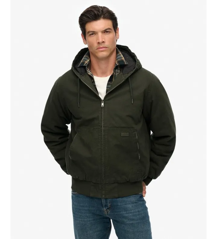 Superdry para hombre. M5012234A Chaqueta Canvas Surplus Hooded verde (L), Casual, Algodón