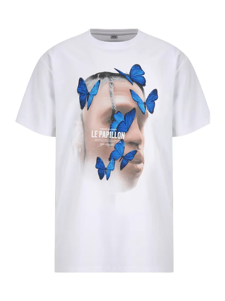 MT Upscale Camiseta 'Le Papillon' piel / azul real / negro / blanco