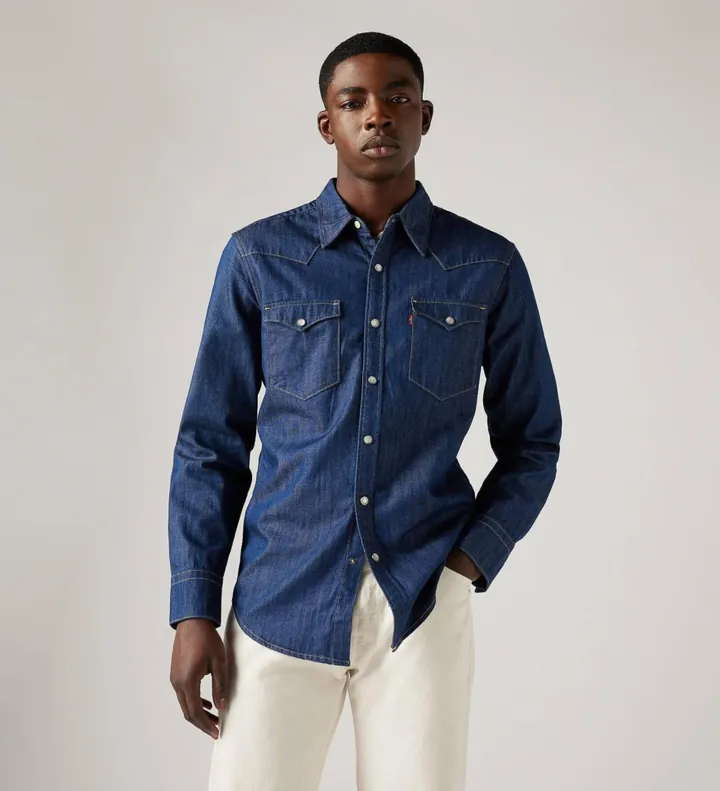 Levi's para hombre. 85744-0000 Camisa Bartstow Western marino (L ), Casual, Algodón, Manga larga, Sostenible