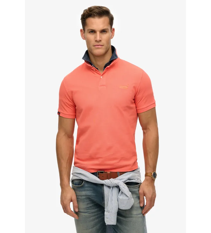 Superdry para hombre. M1110439A Polo Vintage Destroy coral (L), Casual, Algodón, Manga corta