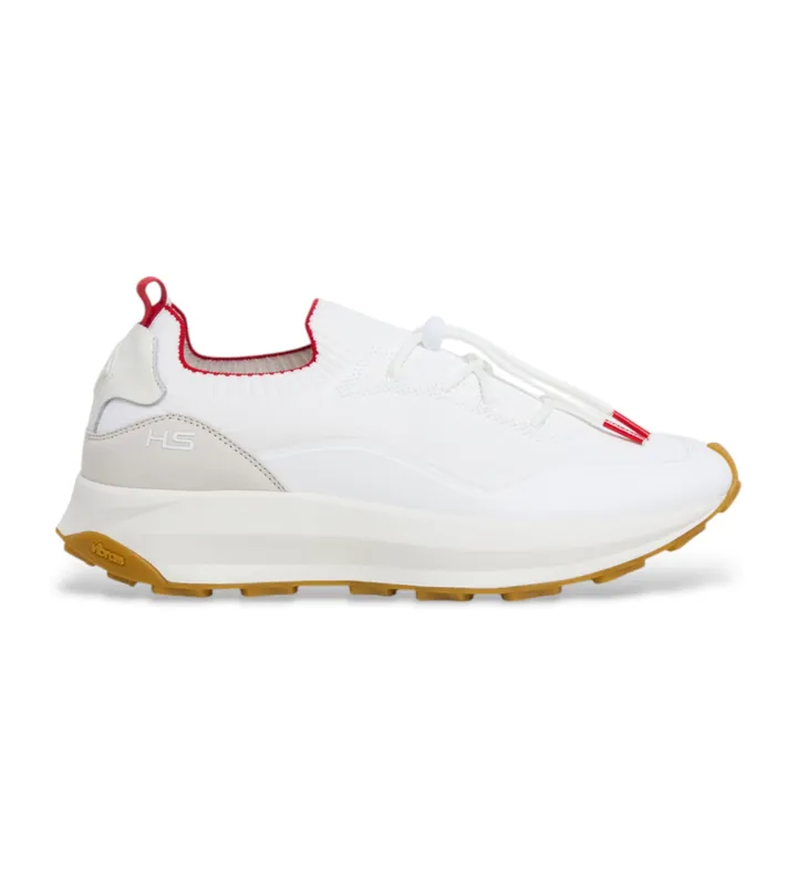 Hackett London para hombre. HMS21447 Zapatillas De Piel Studio Fire blanco (41), Plano, Ante, Cordones, Casual