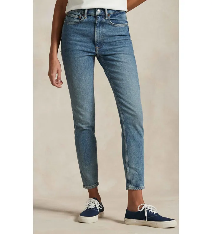 Polo Ralph Lauren para mujer. 211969391001 Jeans de Tiro Alto Super Slim azul (30/32), Casual, Algodón, Denim