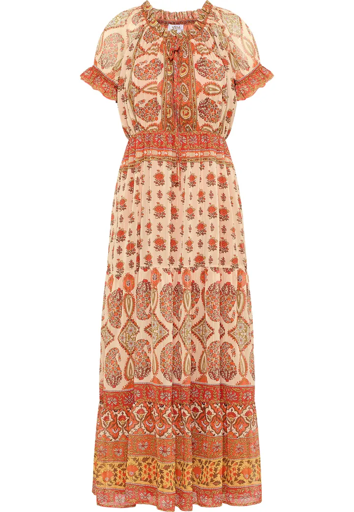usha FESTIVAL Vestido beige / marrón / naranja