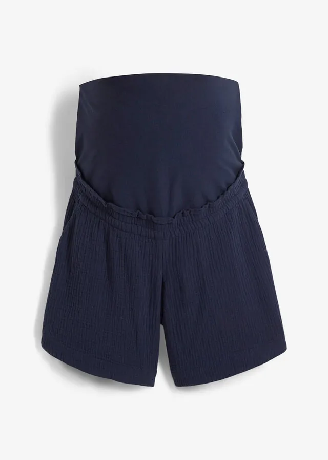 Pantalón corto premamá de muselina de algodón puro