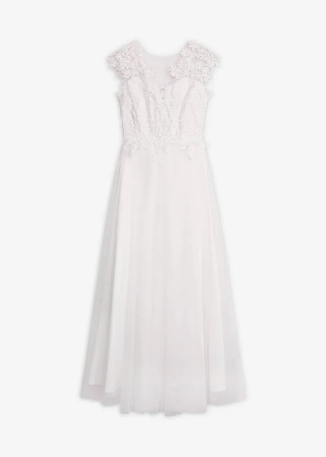 Vestido de novia de tul con encaje