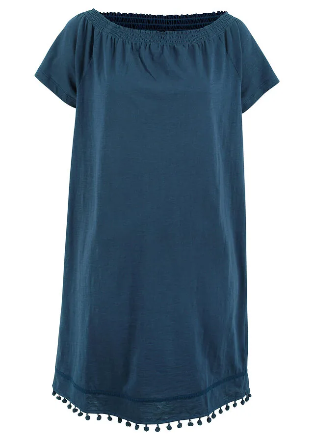 Vestido de punto de algodón puro con escote bañera