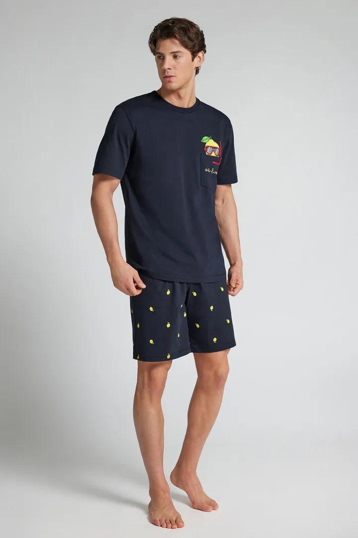 Intimissimi Pijama Corto Algodón Estampado Limón Submarinista Hombre Azul Tamaño L