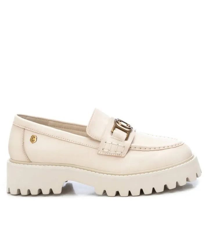 Carmela para mujer. 16087902-HIELO Mocasines de piel 160879 hielo (36), Blanco, 1 a 3cm, Ninguno, Casual, Clásico