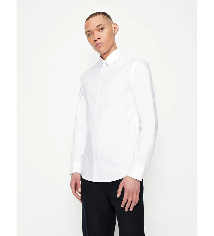 A|X Armani Exchange para hombre. 8NZCGBZ8ANZ0130 Camisa Básica blanco (L), Casual, Algodón, Manga larga