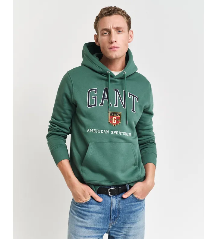Gant para hombre. 2044004 Sudadera Crest Shield Graphic verde (S), Casual, Algodón, Manga larga