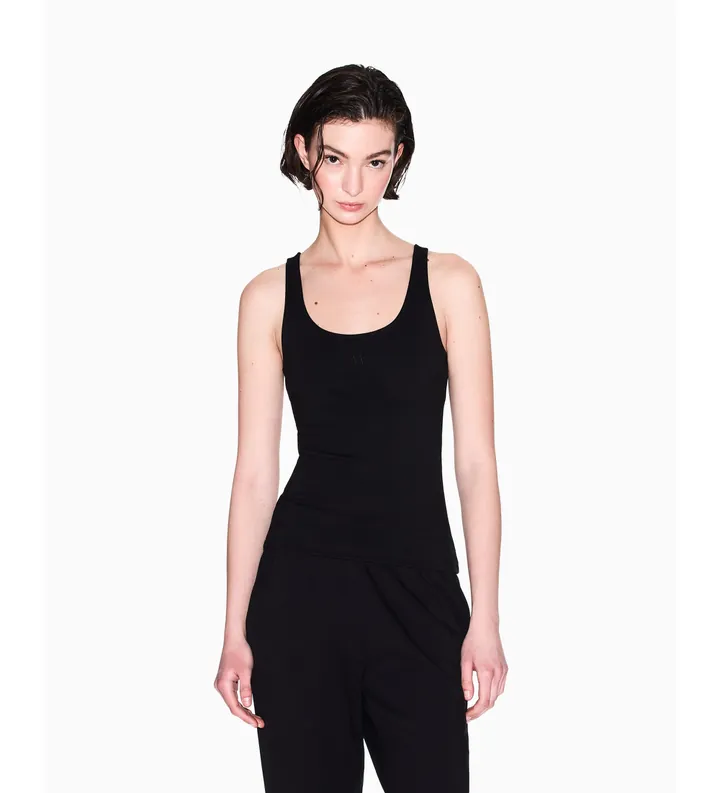 A|X Armani Exchange para mujer. XW000829AF13729UC001 Top Icon negro (M), Casual, Viscosa, Sin mangas / Tirantes