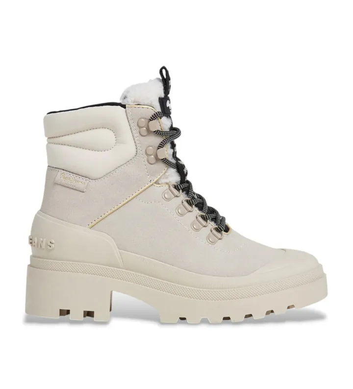 Pepe Jeans para mujer. PLS500008 Botines de piel Hale Urban blanco (36), Plano, Cremallera, Casual