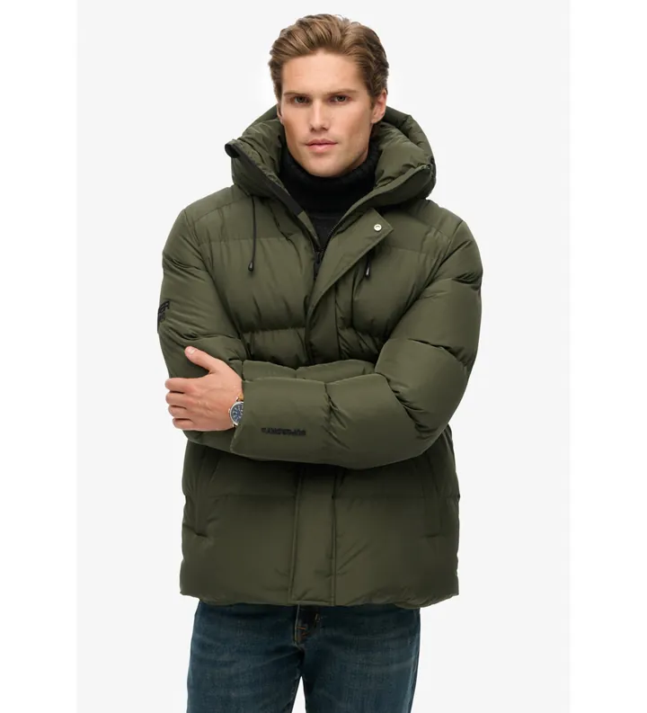 Superdry para hombre. M5012285A Chaqueta 5 Baffle Sports Puffer verde (L), Casual, Poliéster Reciclado, Sostenible