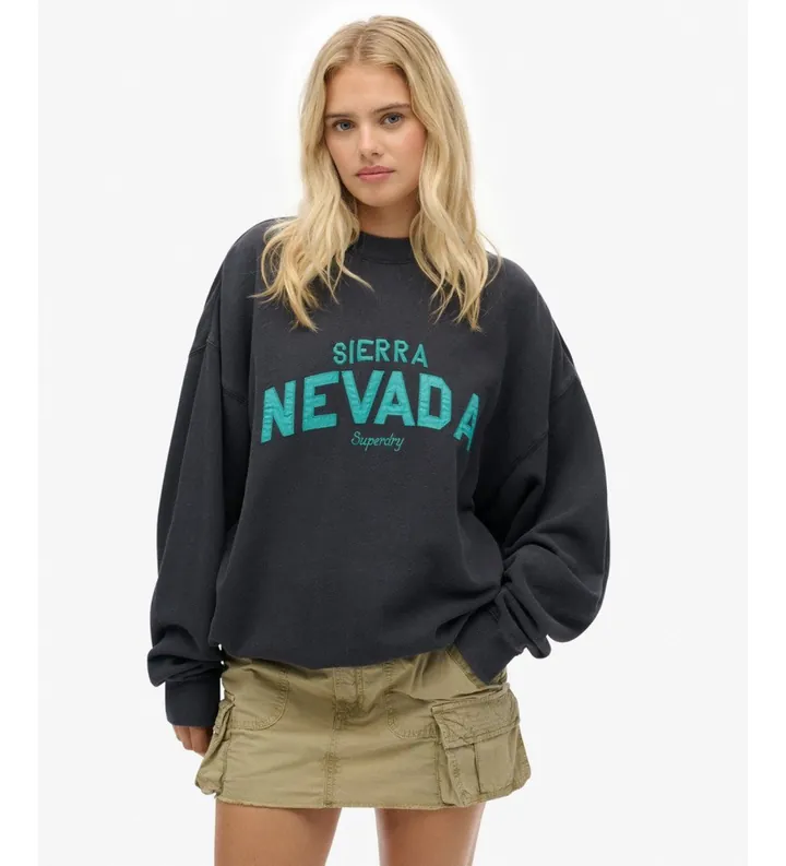 Superdry para mujer. W2012408A Sudadera Outdoor Location negro (L), Casual, Algodón