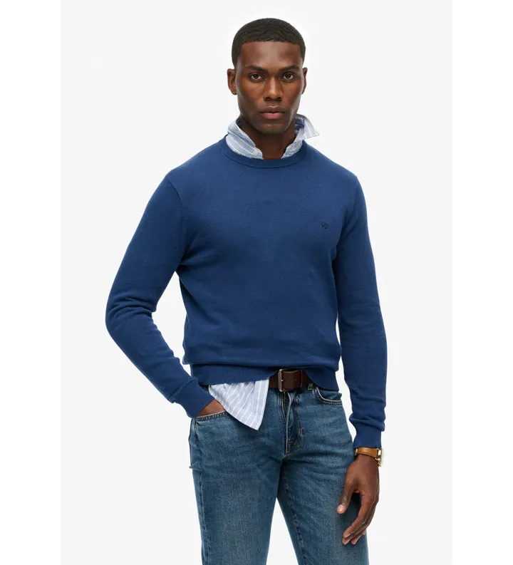 Superdry para hombre. M6110691A Jersey Essentials marino (3XL), Casual, Algodón