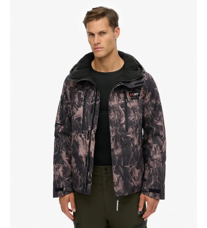 Superdry para hombre. MS110190A Chaqueta Ski Shell marrón, negro (L), Casual, Deportivo, Nieve, Poliéster Reciclado, Sostenible