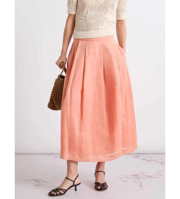 Marella para mujer. 2613101042200 Falda ligera de ramio Mllgettito coral (38), Casual, Algodón