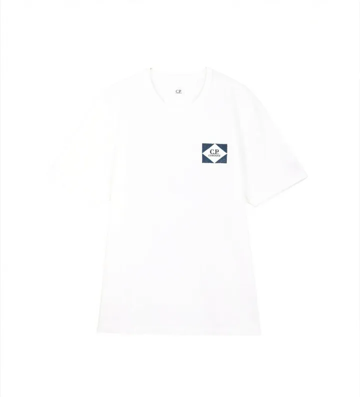 C.P. Company para hombre. 20CMTS267A110656W Camiseta Sleeve blanco (L), Casual, Algodón, Manga corta