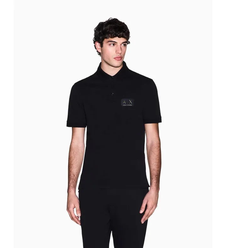 A|X Armani Exchange para hombre. XM002231AF10366UC001 Polo de Algodón negro (L), Casual, Manga corta