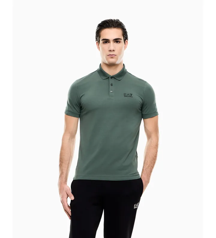 EA7 para hombre. 8NPF14_PJVQZ Polo Core Identity Slim verde (3XL), Casual, Algodón, Manga corta