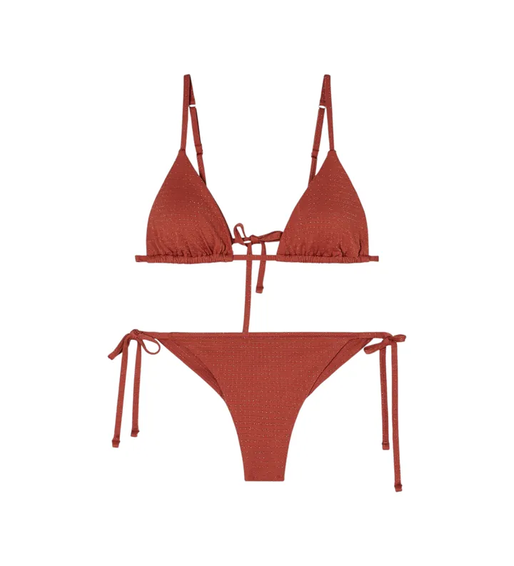 Emporio Armani para mujer. EW000786_AF20255 Bikini Tone marrón rojizo (L), Rojo, Beachwear, Poliamida