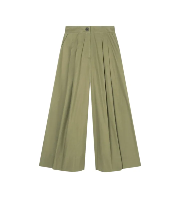 A|X Armani Exchange para mujer. XW002005AF18863U7043 Pantalón twill palazzo verde (L), Casual, Algodón