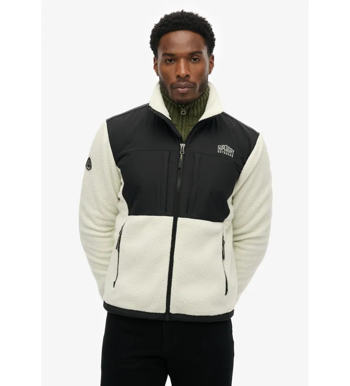 Superdry para hombre. M5012335A Chaqueta Polar negro (L), Casual, Manga larga, Poliéster Reciclado