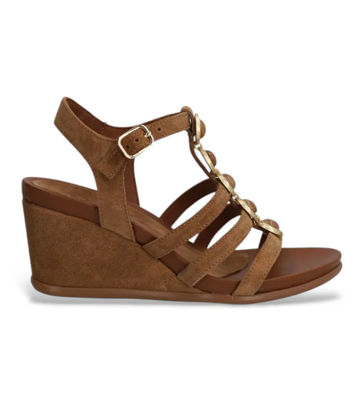 Alpe para mujer. 561511 Cuñas de piel Yara marrón (37), 5 a 8cm, Ante, Hebilla, Casual
