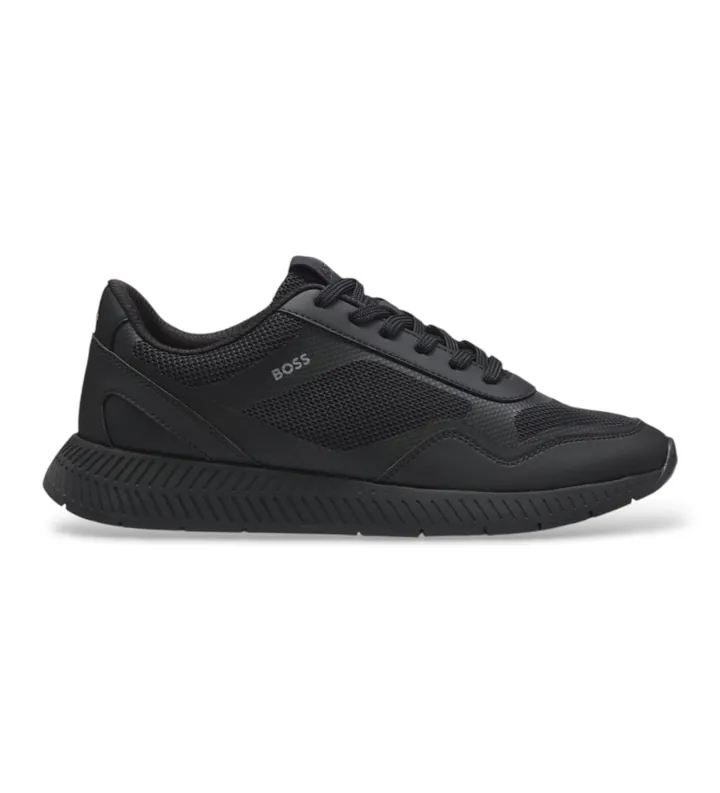 BOSS para hombre. 50568928 Zapatillas Titanium negro (40), Plano, Cremallera, Casual