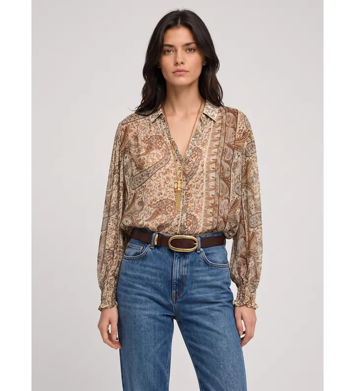BA&SH para mujer. 1H26CLEO Camisa Cleo beige (34), Casual, Viscosa, Manga larga